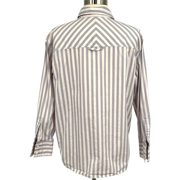 AYR The Deep End Shirt Lilac White Button Up Size XS Striped Long Sleeve - Picture 4 of 9